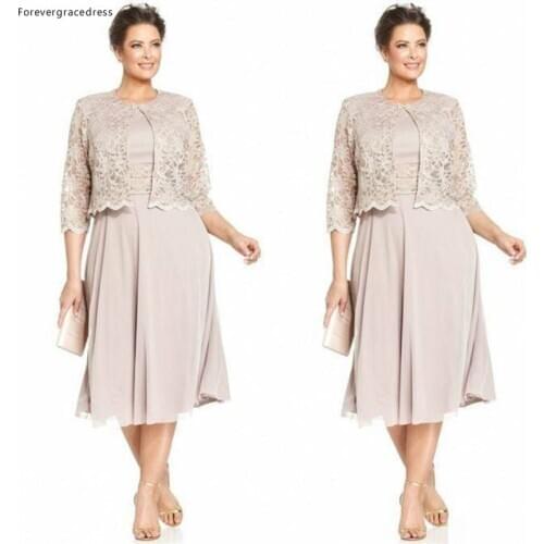 Elegant Mother Of The Bride Groom Dress With Jacklet High Quality Chiffon Lace Formal Wedding Party Gown Plus Size