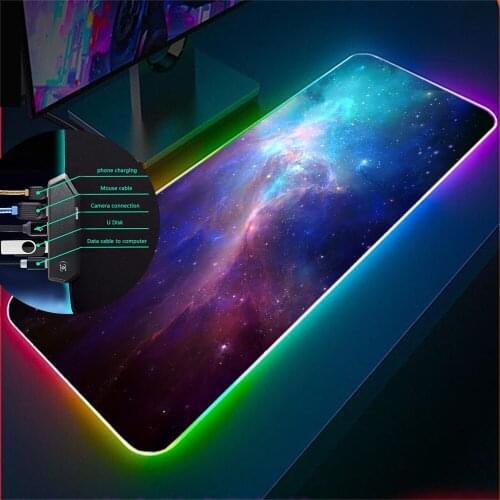 Space Planet Gaming Computer Mouse Pad RGB Large Mouse Pad Gaming Mouse Carpet Large LED Mouse Pad Computer Desktop Game Pad