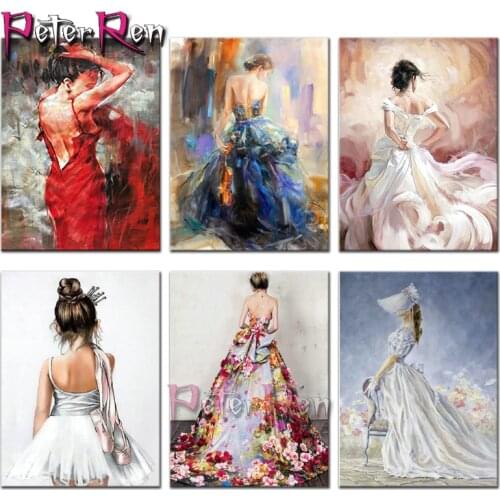 Woman in dress 5D DIY Diamond Painting Cross Stitch Diamond Embroidery Long skirt girl Needlework Mosaic Pattern Home decor gift