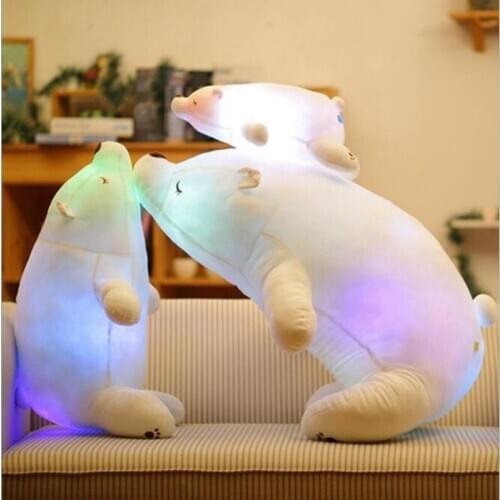 Colorful Flash LED Plush Toy Polar Bear Luminous Toy Light-emitting Kids Doll Soft Animal Stuffed Pillow Cute Gift for Children
