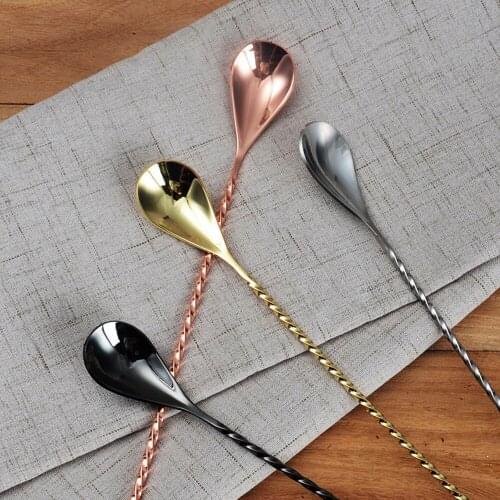 Coffee Stirring Spoon 304 Stainless Steel Mixing Spiral Pattern Cocktail Spoon Creative Bartending Tool for Bar Party Decor