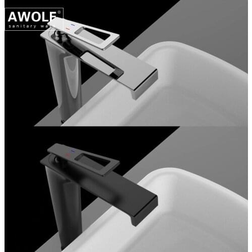 Brushed Gold Solid Brass Bathroom Basin Sink Faucet Chrome High Design Deck Mounted Hot And Cold Black Mixer Water Tap ML8112