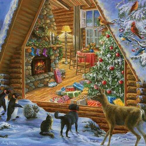 Meian Christmas Gift Diy Snow 11ct Cross Stitch Embroidery Needlework Printed Cotton Thread Home Decor For Living Room