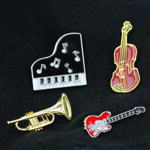 Fashion Violin Enamel Pin Custom Music Instrument Piano Brooches Badges For Jacket Shirt Label Pins Jewelry Gift For Kids Friend