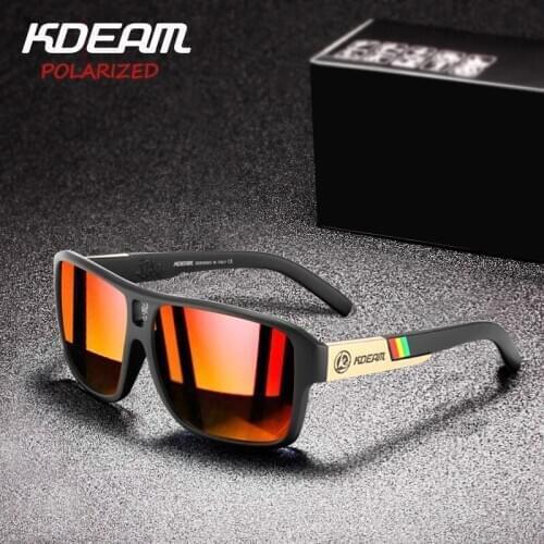 KDEAM Fashion Square Polarized Sunglasses Men Red Green Blue Mirror Lens Sport Style Sun Glasses Male Outdoor Travel Goggles N10