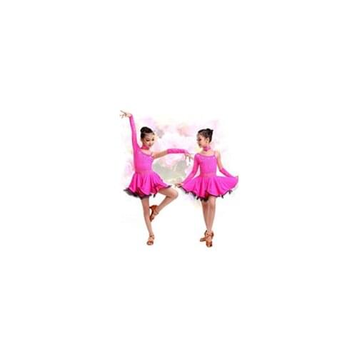 Unequal Lace Girls Latin Dance Dress Children Fancy Dress Kids Ballroom Dance Wear Salsa Tango Rumba Samba Costume