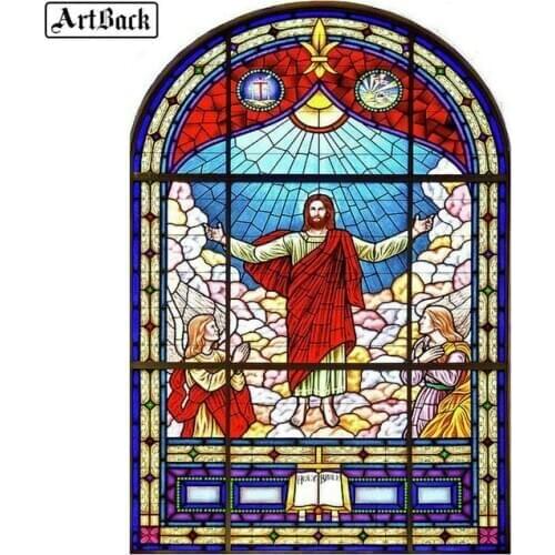 New full square diamond painting jesus colorful window grill diy 3d diamond embroidery diamond mosaic handmade crafts