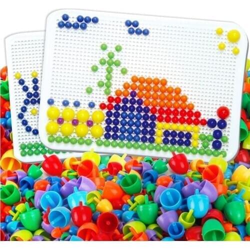 Novelty Childrens Board Mushroom Nail Combination Building Blocks Puzzle Game Mushroom Nails Spelling Puzzle Toys For Kid Gift