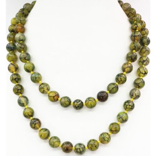 New yellow dragon agat onyx carnelian long chain necklace 10mm natural stone round beads ethnic style jewelry 36inch B3208