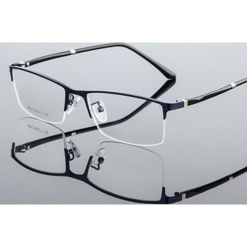Alloy Glasses Frame Men Myopia Prescription Eyeglasses Frames Half Rim Optical Male Korean Eyewear Rectangular Clear Lens