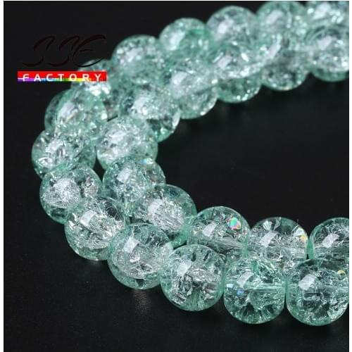 Wholesale Natural Stone Green Cracked Crystal Beads Round Bead 8mm 10 12mm 15"Strand Diy Bracelet Accessories For Jewelry Making