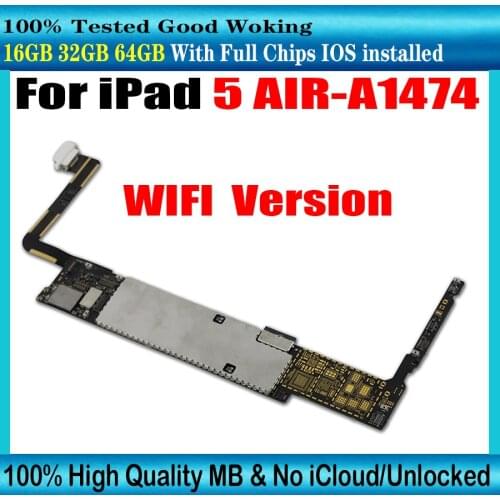 Original unlocked Mainboard for Ipad 5 Logic Boards A1474 Wifi Version for Ipad 5 A1474 Motherboard With IOS System free icloud