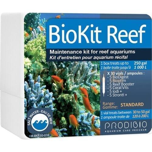 Original PRODIBIO BioKit Reef Maintenance Kit For Reef Aquariums BioDigest, Bioptim, Reef Booster, Iodi+ and Stronti