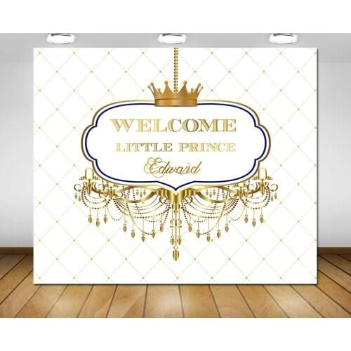 Custom royal blue and gold prince themed crown backdrops High quality Computer print party photography studio background