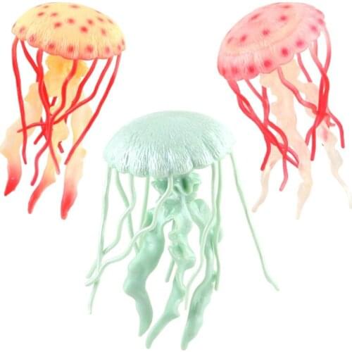 5’’ Realistic Decor Washable Toy Soft Plastic Model for Collections Handmade Colorful Jellyfish Toy Dollhouse Decoration