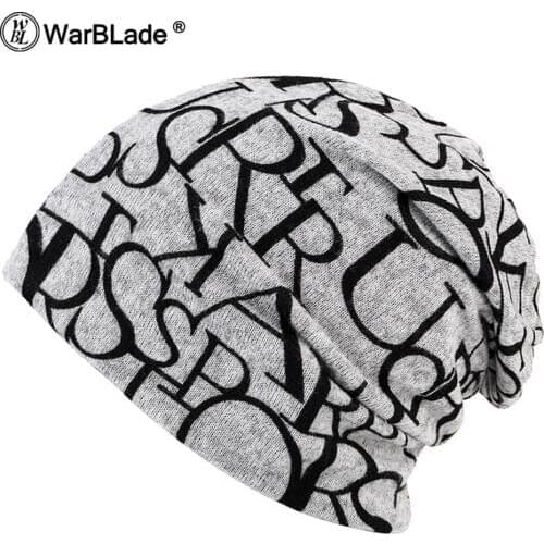 WarBLade Womens Warm Autumn Knitting Cotton Letter Style Autumn Hat Ladies Beanie Scarf 3 Use Cap Girls Gorros Women Skullies
