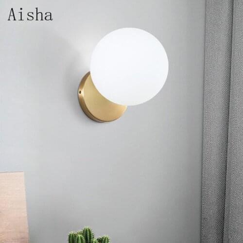 Nordic Golden Glass Ball Wall Bedroom Bedside Wall Lamp Modern Minimalist Aisle Staircase Lamp Living Room Outdoor Lighting