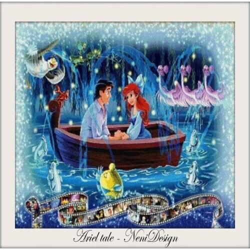 2020 Gold Collection Embroidery Ariel Tale Cross Stitch Pattern with 100% Cotton Flosses & Free Shipping for Customuzed Gifts