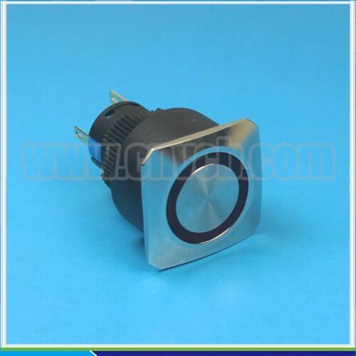 22323Z 22mm flat and square head waterproof IP67 self-locking metal led push button switch manufacturer
