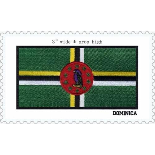 High-quanlity 100% Embroidery flag patch of DOMINICA iron on /sew on patch 3" wide