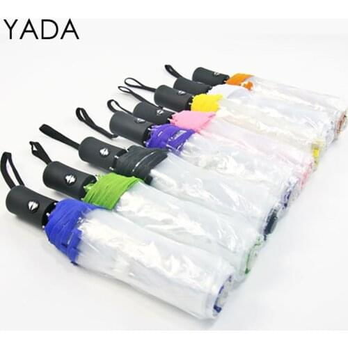 YADA Korean Automatic Reverse Transparent Umbrella Windproof Folding Inverted Umbrella Rain Women Car Light Umbrellas YS200236