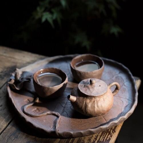 Japanese Retro Stoneware Coffee Cup Teapot Ceramic Household Small Kung Fu Tea Set Accessories Household Mug Coaster Accessories