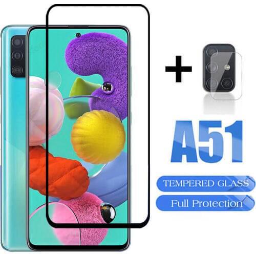 2 in 1 Samsun A51 Protective Glass on For Samsung Galaxy A51 A50 A51 Camera Lens Tempered Glass Protector A 50 51 51A Phone Film