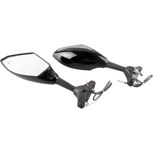 1Pair Motorcycle Rear View Mirror with Amber LED Turn Signal Light Universal For Steer Bikes For Honda For Yamaha For Suzuki etc