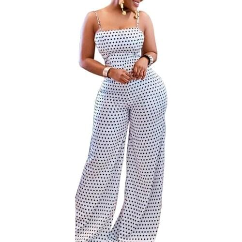 Dot Print Jumpsuits Women Sleeveless High Waist Wide Leg Pants Rompers Women 2021 Summer Loose Sexy Jumpsuits Female LD2253