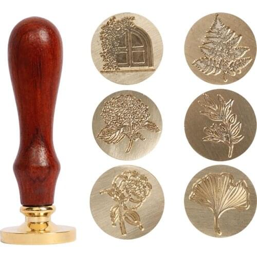 1pcs Metal Plants Metal Sealing Wax Seal Stamp For Decor Retro Wood Envelope Decor Antique Stamp Flower For Wedding Invitations