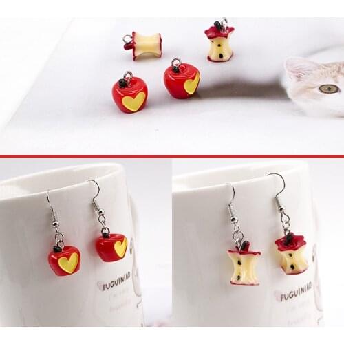 10pcs/pack 3D Red Apple Fruit Resin Charms fit Necklace bracelet Jewelry Component Accessory DIY Craft