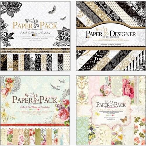 24Pcs/Set Colorful Flower Pattern Novelty Papercraft Art Scrapbook Paper Handmade Craft Paper Background Pad 30.5*30.5cm #CW