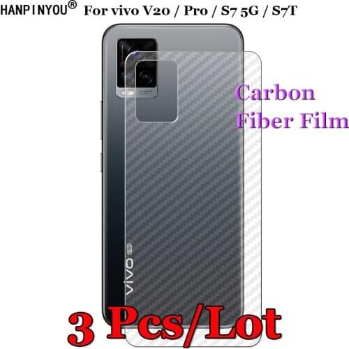3 Pcs/Lot For vivo V20 Pro / S7 5G / S7T 6.44" 3D Non-slip Clear Carbon Fiber Back Film Screen Protector Protective Sticker