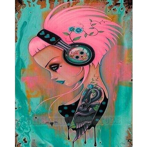 5D DIY Diamond Painting Tattoo Skull Girl Full Drill Diamond Embroidery Cross Stitch Painting Wedding Decor Needlework Gift