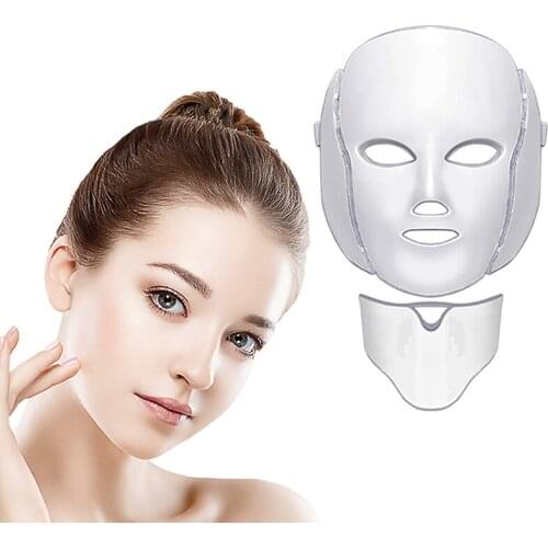 LED Light Facial Mask Apparatus Neck Mask Photodynamic 7 Colors Beauty Instrument Skin Rejuvenation Wrinkle Removal Machine