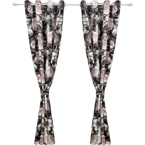 Floral Velvet Curtains Drape Panels For Bedroom Living Room With Free Belts & Pillowcase As Gifts