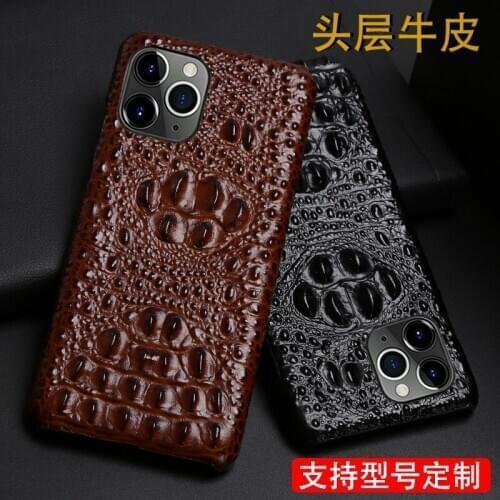 Real Leather 3d Embossed Crocodile Pattern For Iphone 11 Xs Pro Max Phone Back Cover Feel Comfortable Protection For Iphone 7 8