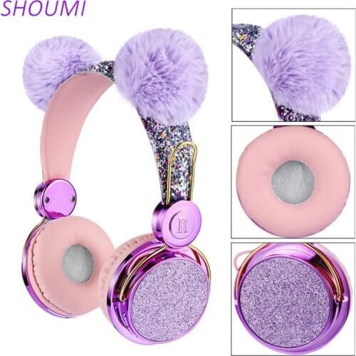 Kid Wired Headphone with Microphone 3.5mm Music Stereo Online Lesson Earphone Computer Mobile Phone Gamer Cat Headsets Girl Gift