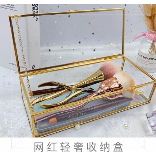 Home Glass Organizer Box Jewelry Holder Clear Desk Decoration Case Fahion Ring Bracelet Watch Necklace Storage Box