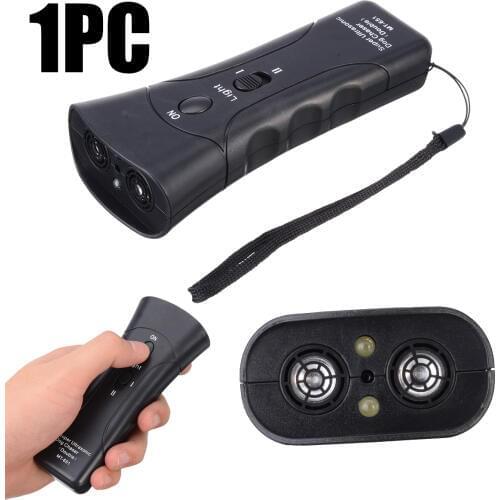 Double Head Ultrasonic Pet Dog Anti Barking Trainer High Power LED Flashlight Gentle Chaser Multifunctional Pet Products