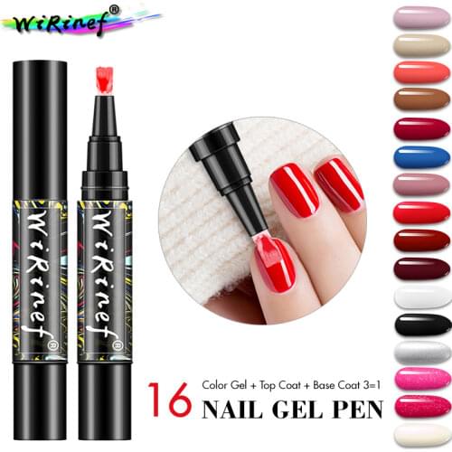 WiRinef 5ml One Step Nail Gel Polish Pen UV Nail Gel Pen Varnish Nail Art Manicure Soak Off Gel Lacquer 3 In 1