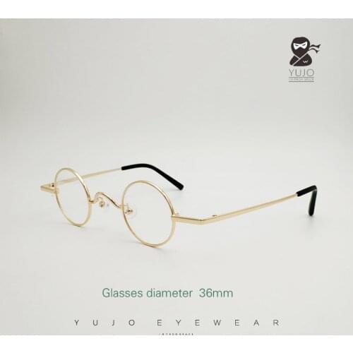 Round adult glasses, very small lens size, gold， black, silver size 36 mm ，Myopia Optical Prescription Glasses