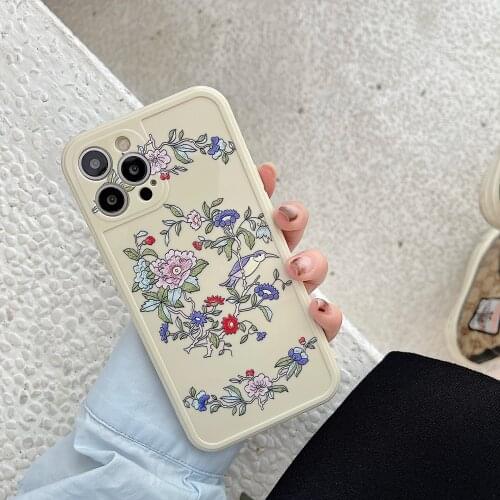 Retro sweet Flowers bird art kawaii Japanese Phone Case For iPhone 11 12 Pro Max Xs Max XR Xs 7 8 Plus X 7Plus case Cute Cover