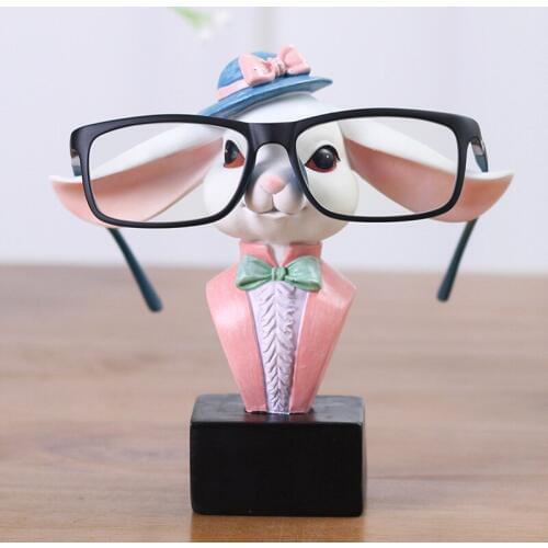 Miss rabbit glasses rack creative crafts home resin cartoon ornament glasses holder home decoration student girl birthday gifts