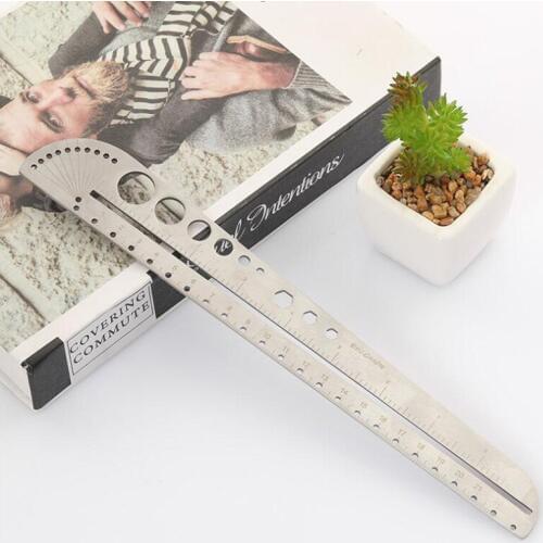Multifunctional Scale Ruler Stainless Steel Angle Ruler Office Compass Protractor Inner Hexagon EDC Outdoor Measurement Tool