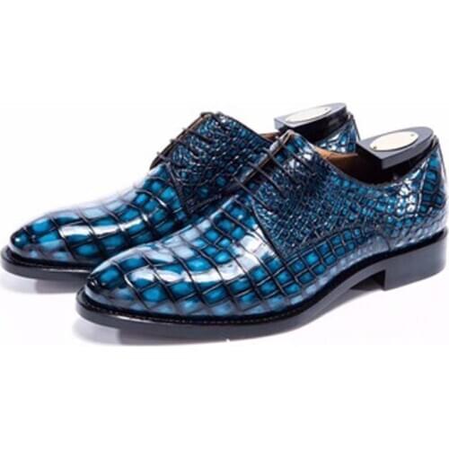 Chue Autumn and winter new Round head crocodile Mens shoes Manual customization Dress shoes form shoes marriage