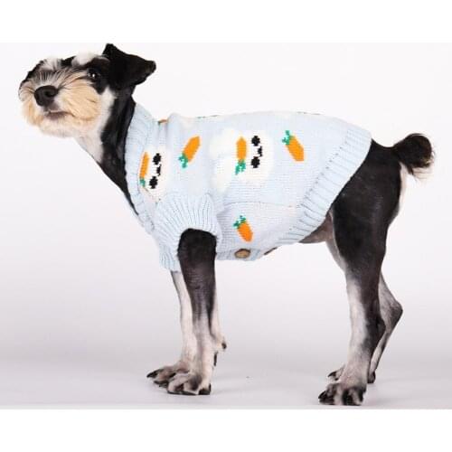 Soft Texture Stylish Pet Dogs Cats Knitted Tops Costume Delicate Pet Clothes Cartoon Rabbit Carrot Pattern for Casual