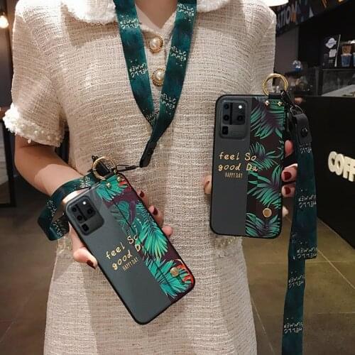 Wrist Strap Soft TPU Case For Samsung Galaxy S20 Ultra S8 S9 S10 S20 Plus S10+ Note 10 Plus 9 8 Phone Holder Cover With Lanyard