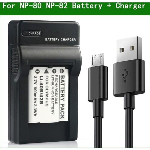 NP-80 NP-82 Digital Camera Battery + Charger for CASIO QV-R70 QV-R80 QV-R100 QV-R300 EX-Z330 Z335 S8 ZS5 ZS6 ZS100 ZS160