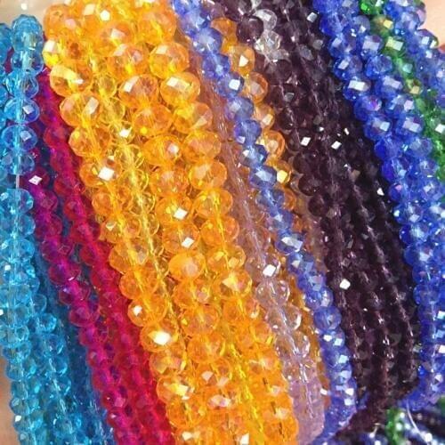 Wholesale price crystal 25 color glass rondelle abacus faceted 4 size loose beads spacer jewelry making accessories finding B673